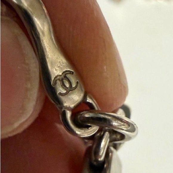 CHANEL Vintage Silver Multi Chain Block Letters Logo Belt or Necklace main image 3
